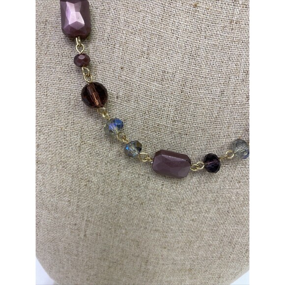 Gloria Vanderbilt Swarovski Elements Crystal Beaded Necklace Purple & Gold - Picture 2 of 5